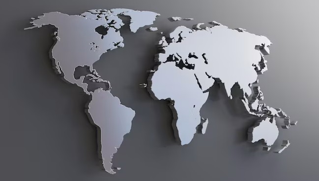 Mapa do mundo em relevo